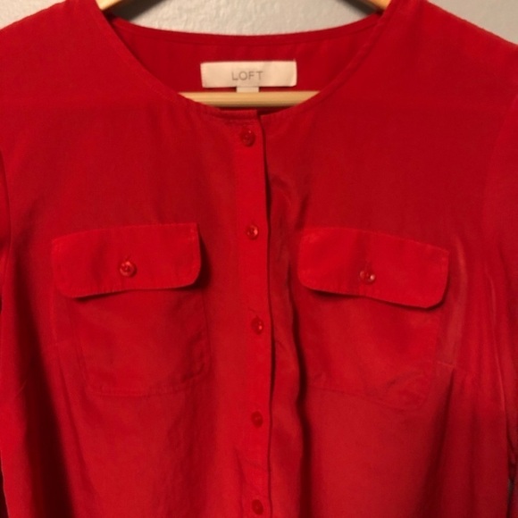 Loft red blouse size small. Cute for Valentine’s Day. - Picture 6 of 7
